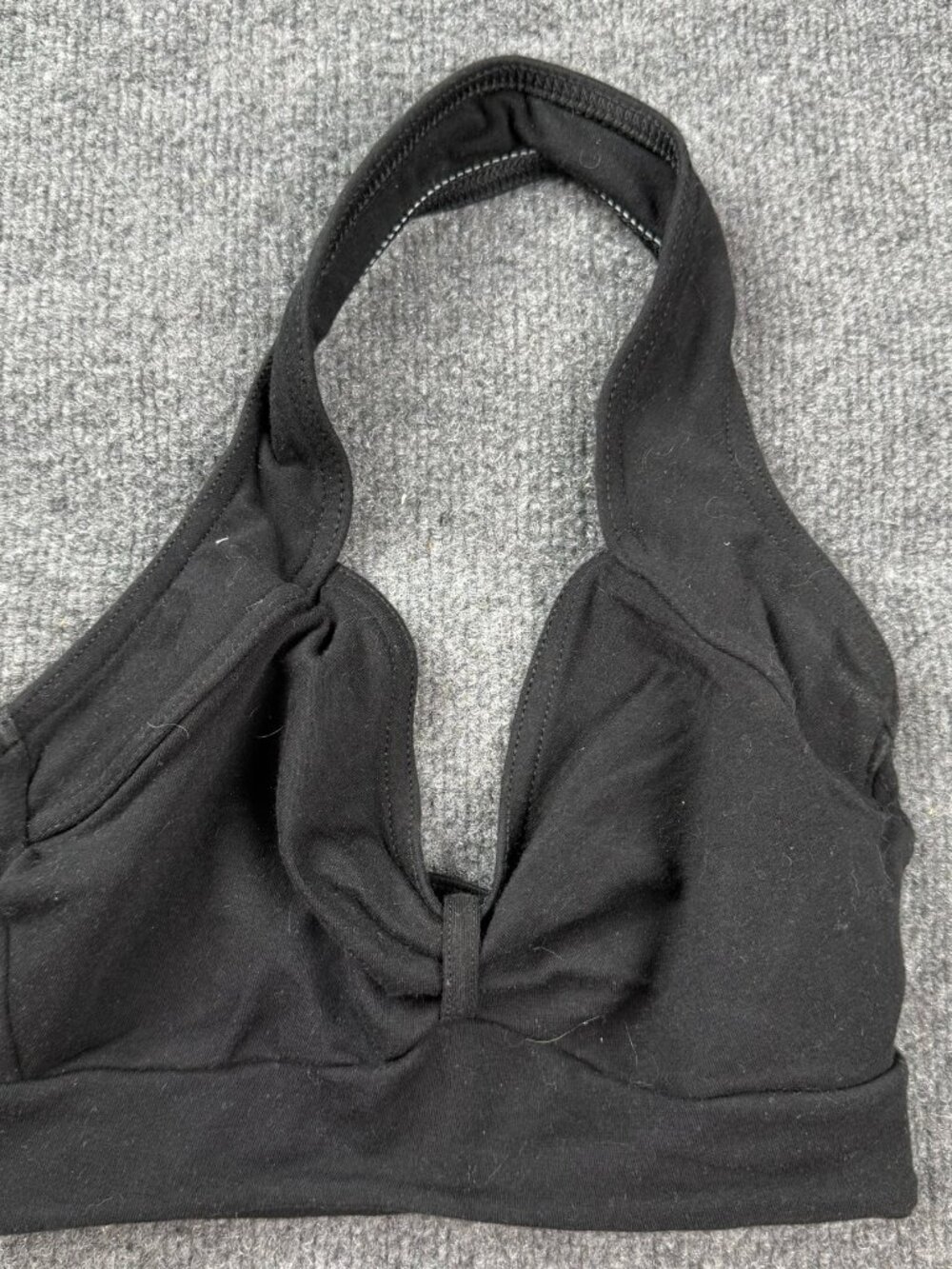 Natalie Dancewear Black Halter Sports Bra Crop Top Plunge Bralette Women SA lint